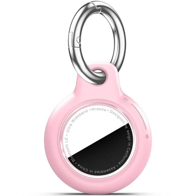 Wowwat Upgrade Waterproof Airtags Holder with Apple Airtags Keychain, Hard PC Air Tag Case, Anti-Scratch & Shock Air tag Holder,Men's Women's Keyrings & Keychains, for Dog,Car Key,Luggage -Pink