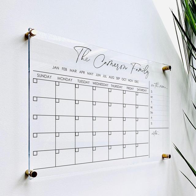 Personalized Acrylic Calendar For Wall || dry erase board lucite clear acrylic calendar minimalist office decor housewarming 03-007-001