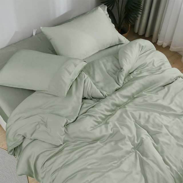 DOZ Sheet Set, 100% Viscose derived from Bamboo, Organically Grown, Buttery Soft, Cooling Sheets, High GSM, Deep Pockets - 3pc - 2 Pillowcases 1 Fitted Sheet (Sage, King)