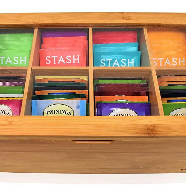 Big Natural Bamboo Tea Box Storage Organizer