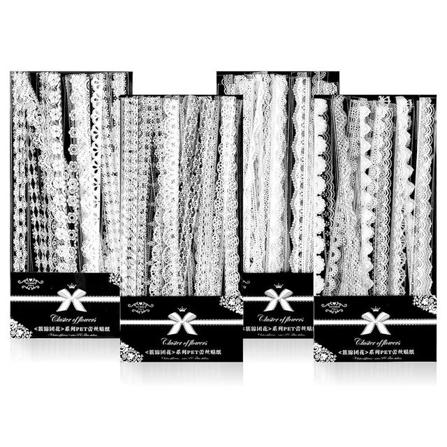 Prasacco 120 Pcs White Lace Scrapbook Stickers, Vintage Style, PET Material, Perfect for Scrapbooking, Wedding Invitations, Journals & More