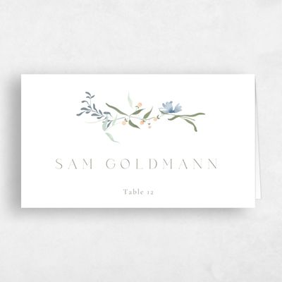 Pale Blue Wedding Place Card - Tansy