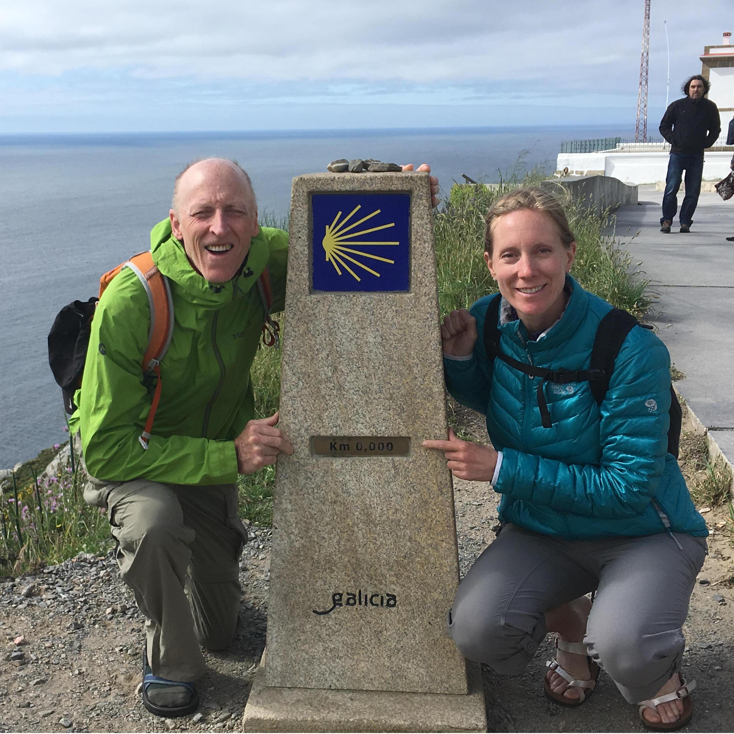 At the 0.0 KM mile marker of the Camino in Spain.