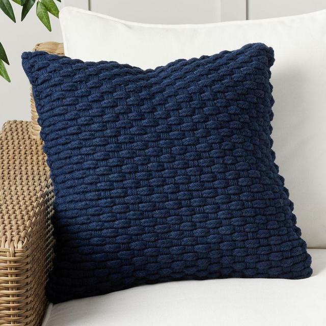 Cadyn Textured Indoor/Outdoor Pillow, 20 x 20", Navy