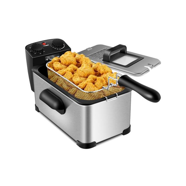 Costway 3.2 Quart Electric Deep Fryer 1700W Stainless Steel Timer Frying Basket