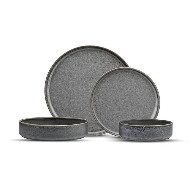 Fortessa Sound Stoneware 16 Piece Dinnerware Set, Service for 4, Thunder