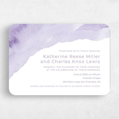 Purple Rounded Wedding Invitation - Waterfront Corner
