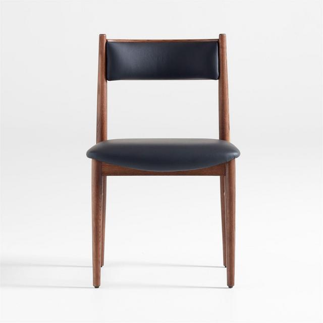Petrie Brown Ash Black Leather Dining Chair