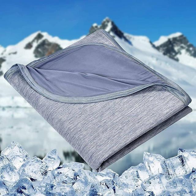 HOMFINE Cooling Blankets for Hot Sleepers - Summer Blanket Thin Lightweight Breathable Soft Double Side Enhanced Cooling Blanket for Bed Couch Sofa, Keep Cool for Night Sweats (Blue, 108 x 90 inches)