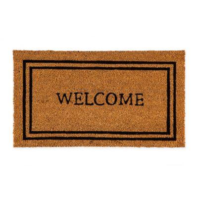 Evergreen Welcome Border 28" X 16" Coir Door Mat Insert in Black