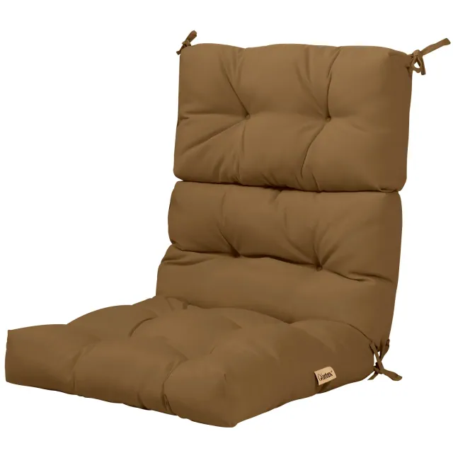 Costway 22'' x44'' Indoor Outdoor Back Chair Cushion Tufted Pillow Patio Seating Pad Brown