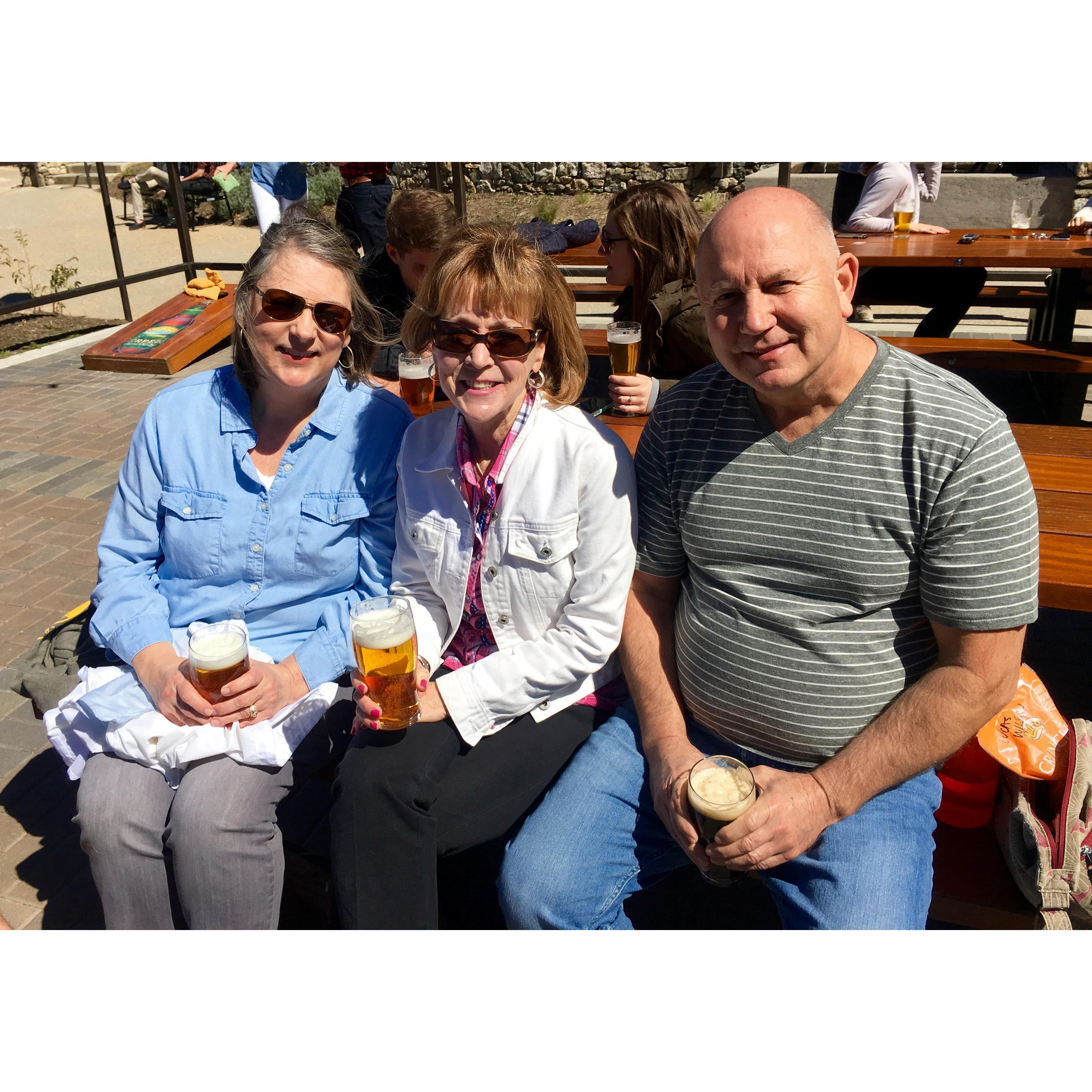 The meeting of the parents! We took them to Sierra Nevada and New Belgium Breweries- we all had fun!