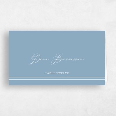 Dusty Blue Wedding Place Card - Evora