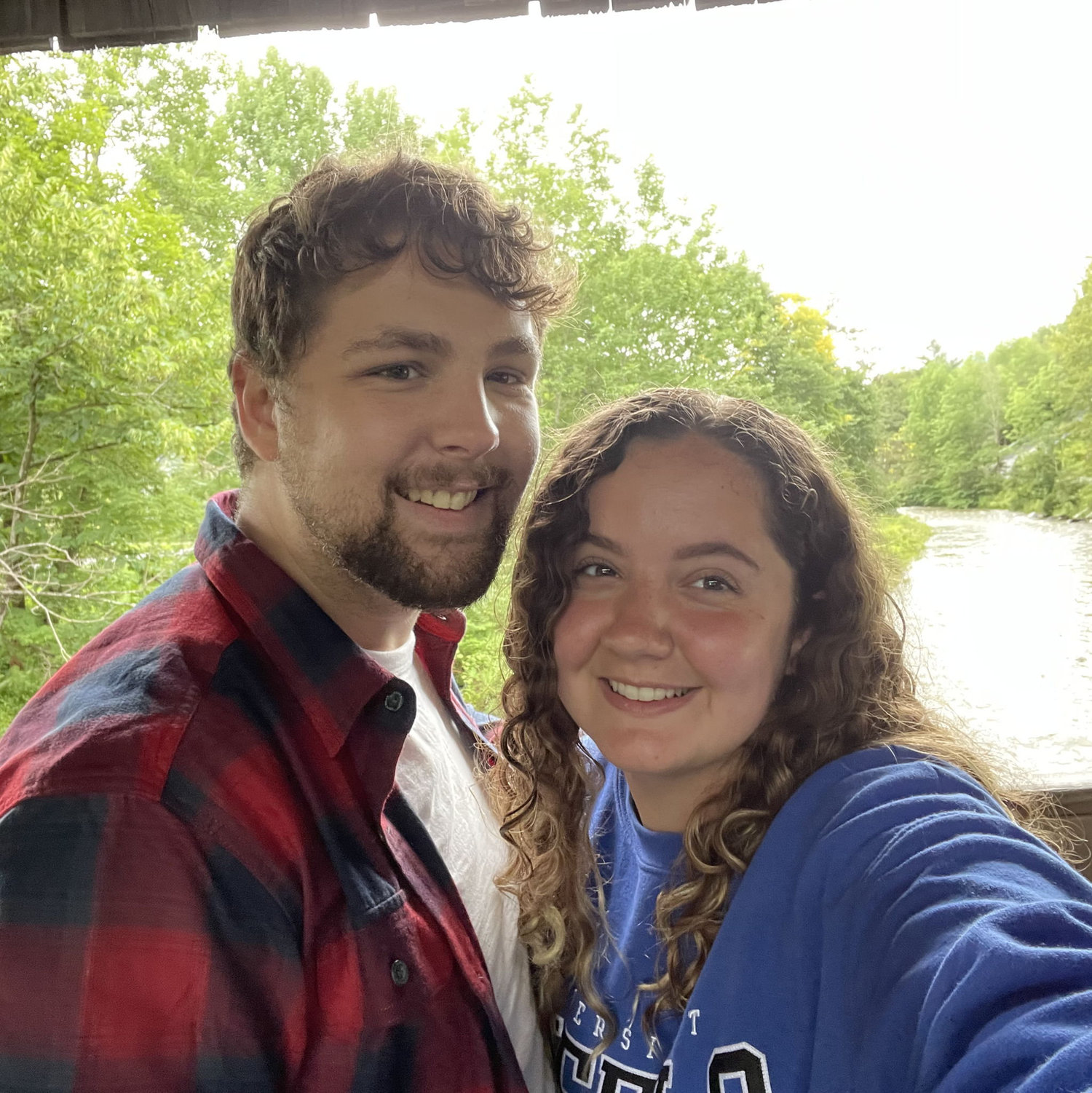 6 month anniversary trip to Vermont, taken under a covered bridge