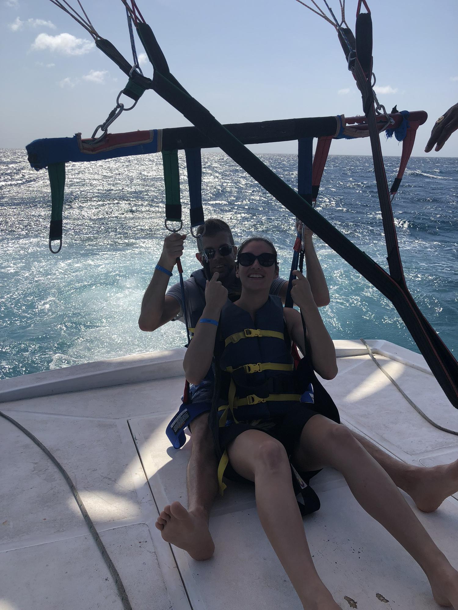 Our first vacation parasailing in Aruba