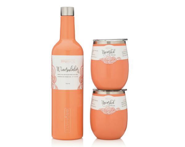 Winesulator + 2 Uncork'd XL Wine Glasses/Lids | Peach (CLOSEOUT)