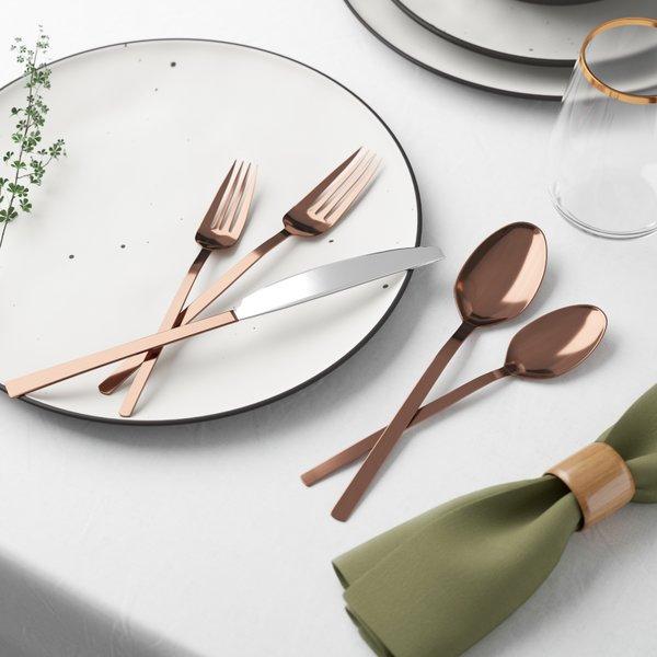 Agave 20-Piece Flatware Set, Service for 4- COPPER