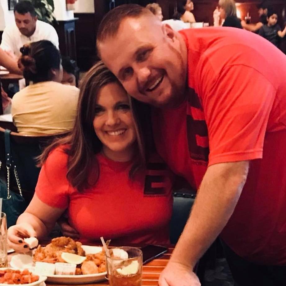 Mandy and Tyson at their favorite restaurant at Bubba's Seafood in Houston, TX.