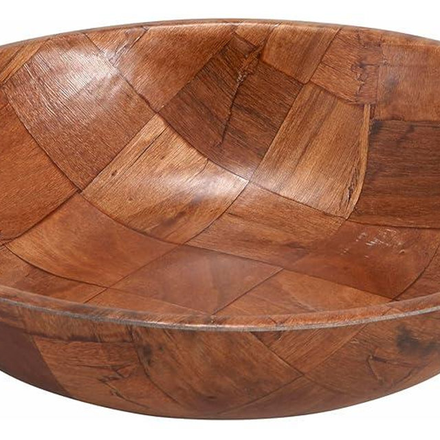 Winco WWB-14 Wooden Woven Salad Bowl, 14-Inch, Brown