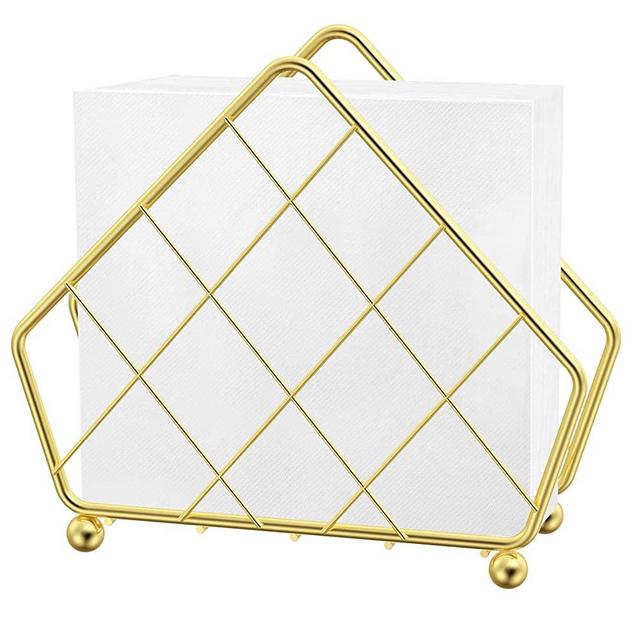 Vertical Napkin Holder for Dining Table Décor, Freestanding Metal Paper Holder for Kitchen Countertop, Heavy Duty Napkin Paper Organizer, Durable Tissue Stand for Home Restaurant, Gold