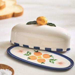 Valencia Citrus Stoneware Butter Dish