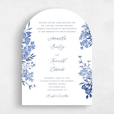 Blue Arch Wedding Invitation - Lombardy Classic