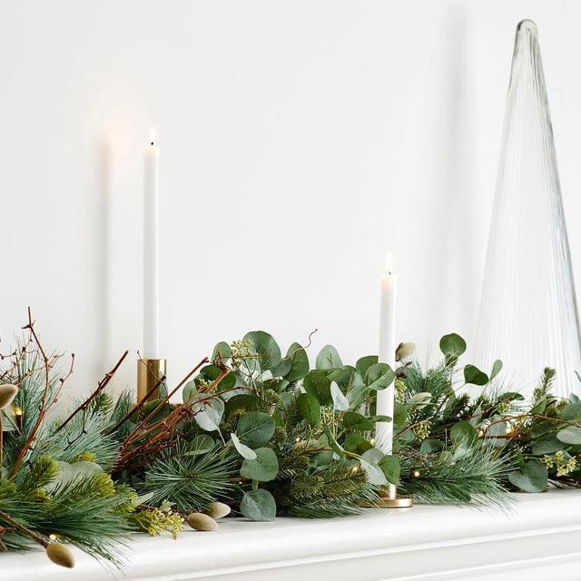 Pre-Lit Faux Eucalyptus & Pine Garland, 60"