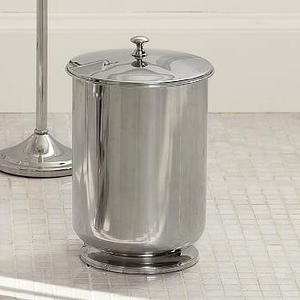 Mercer Lidded Waste Basket, Polished Nickel finish