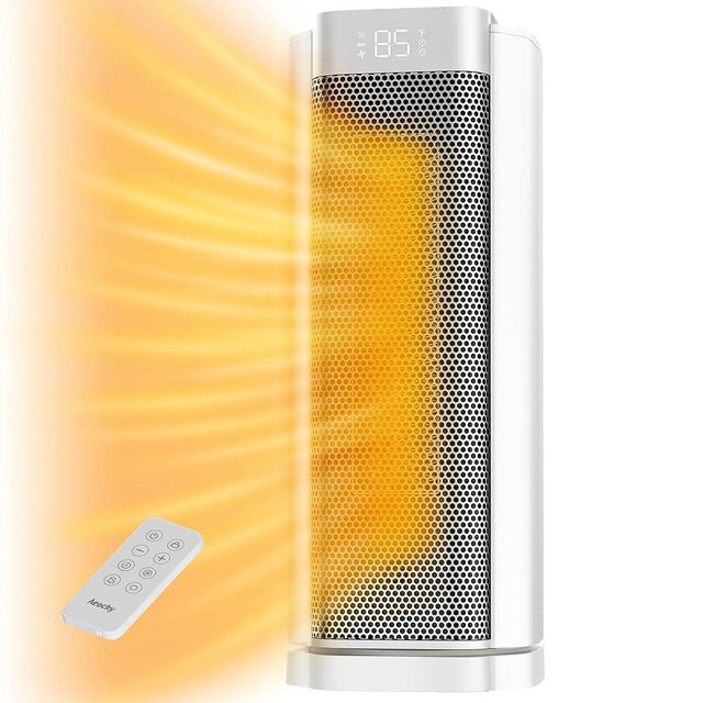 3rd-Gen AEOCKY Space Heater with AI Thermostat, 1500W PTC Electric Heaters for Indoor Use With Remote, 70° Oscillation, Utmost Silence, Safe Portable for Office, Bedroom, Room, Home (White)