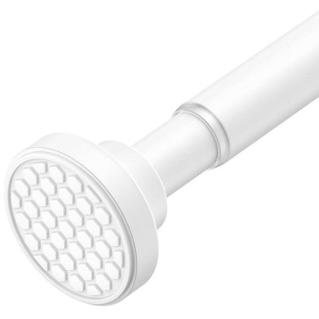 AIZESI Shower Curtain Rod, Adjustable 41-75 Inch Spring Tension Shower Rod, 1" Diameter Tension Curtain Rod No Drilling, Non-Slip, Premium Stainless Steel Anti-Rust, White