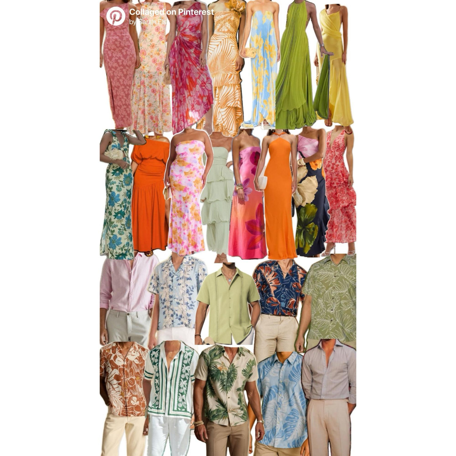 Island Formal Attire 🌺 Think elevated tropical resort wear: vibrant florals, linen, and polished island style. Please no white or stiletto heels due to grass.