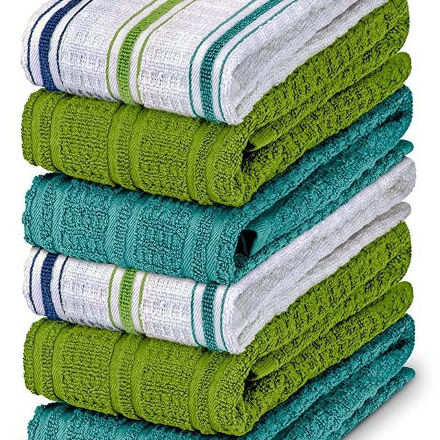 Decorrack 8 Pack Kitchen Dish Towels, 100% Cotton, 12 x 12 inch Dish Cloths, Perfect Cleaning Cloth for Washing Dishes, Kitchen, Bar, Counter and