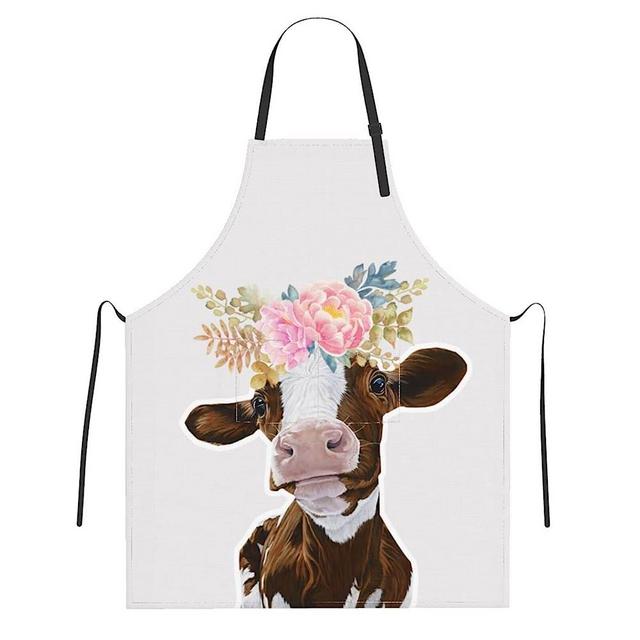 Cow Apron Waterproof Chef Kitchen Aprons with 2 Pockets Funny Aprons for Adults Cooking BBQ Aprons Personalized Baking Gifts