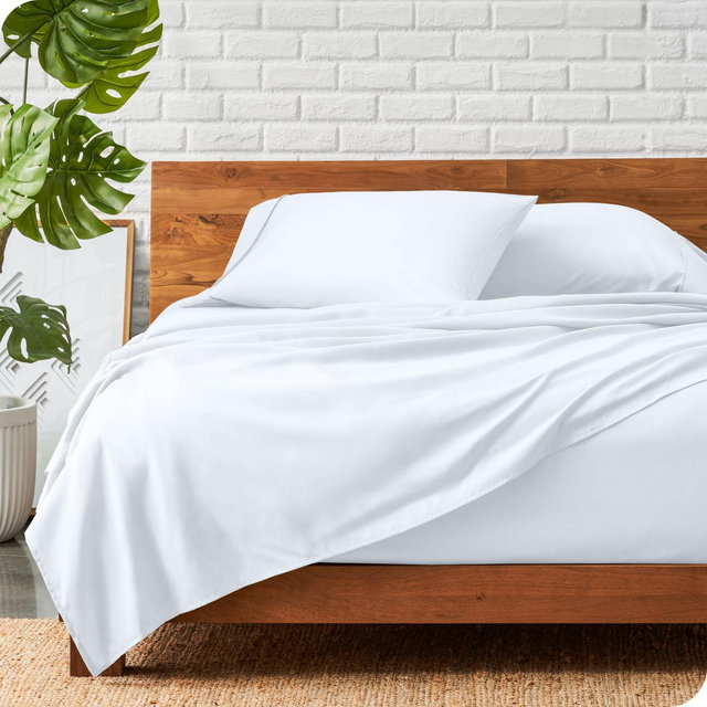 King White 4 Piece Ultra-Soft Double Brushed Sheet Set by Bare Home