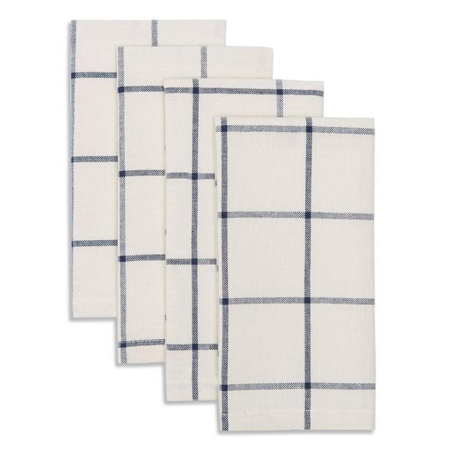 4pk Cotton Window Pane Napkins Blue - Town & Country Living