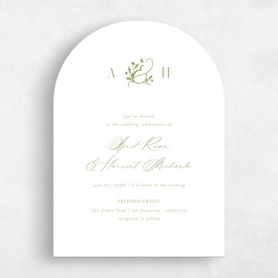 Green Arch Wedding Invitation - Olmo Portrait