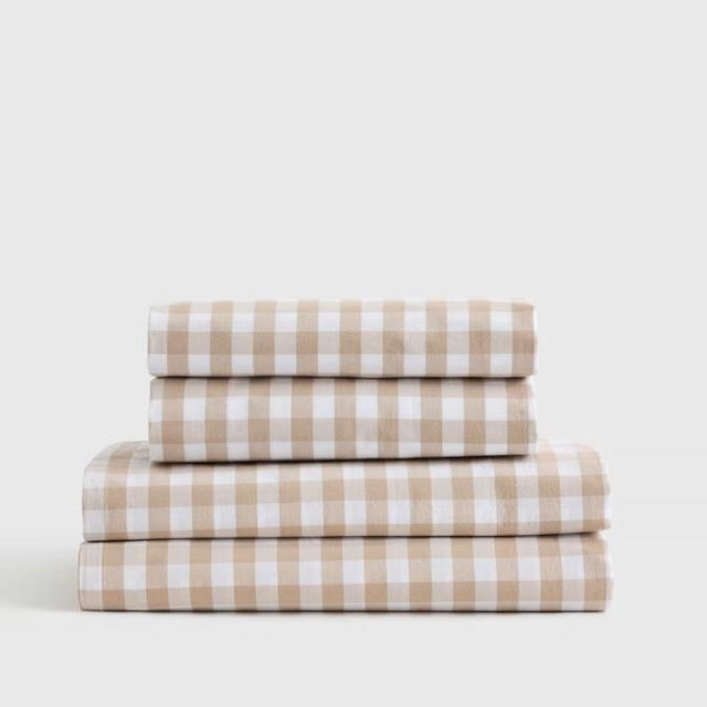 Classic Organic Percale Gingham Sheet Set