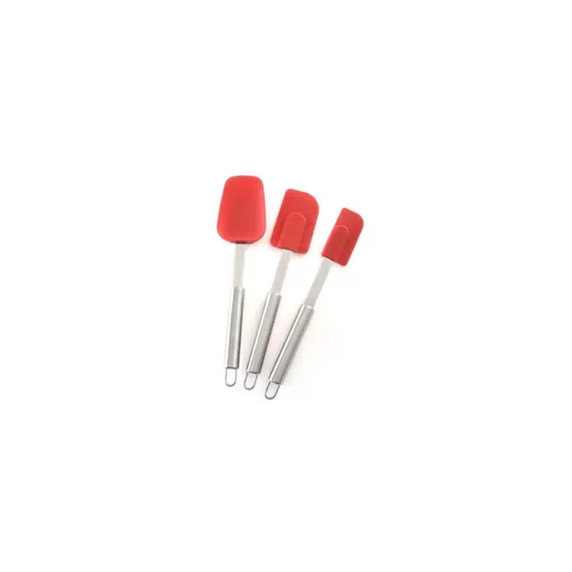 Norpro 3 Piece Silicone / Stainless Steel Kitchen Spatula Set - Red