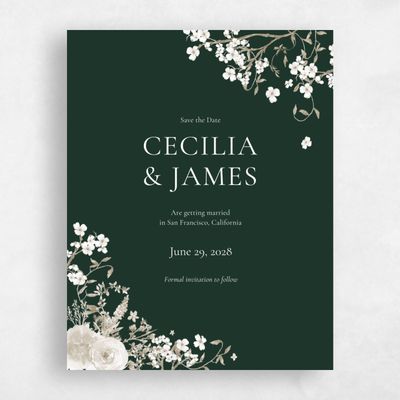 Dark Forest, Green Wedding Save the Date - Rosalind Portrait
