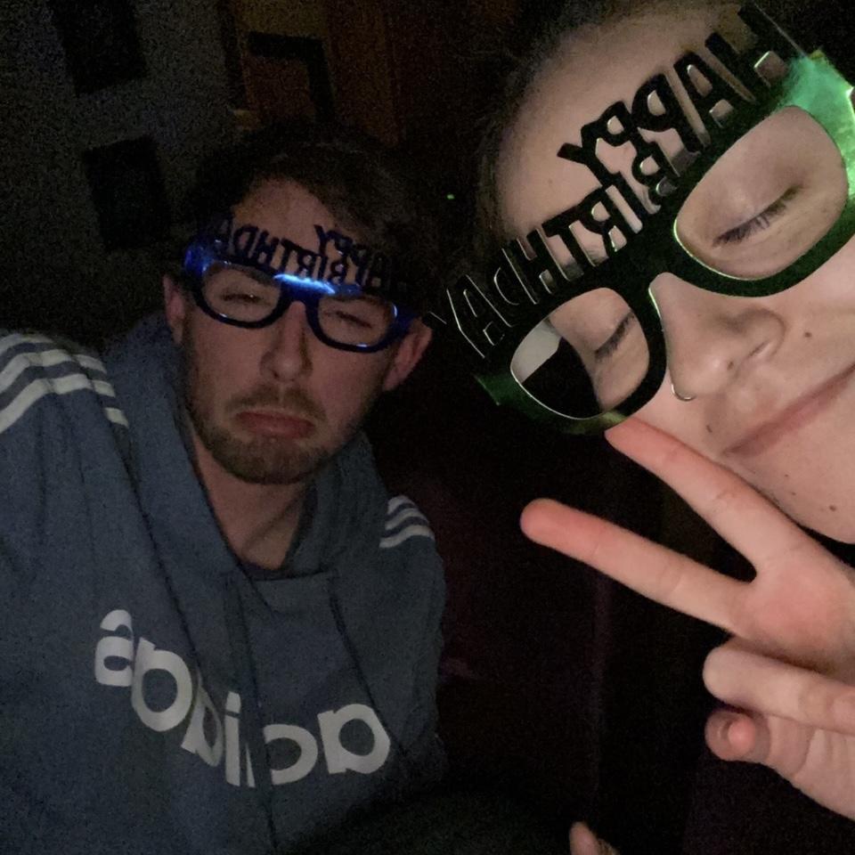 Our very first photo together. I threw Scott a birthday celebration at my house! We started dating shortly after this night.