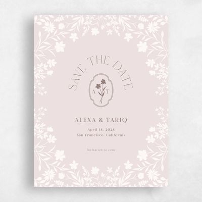 Light Mauve, Pink Wedding Save the Date - Gaia Portrait