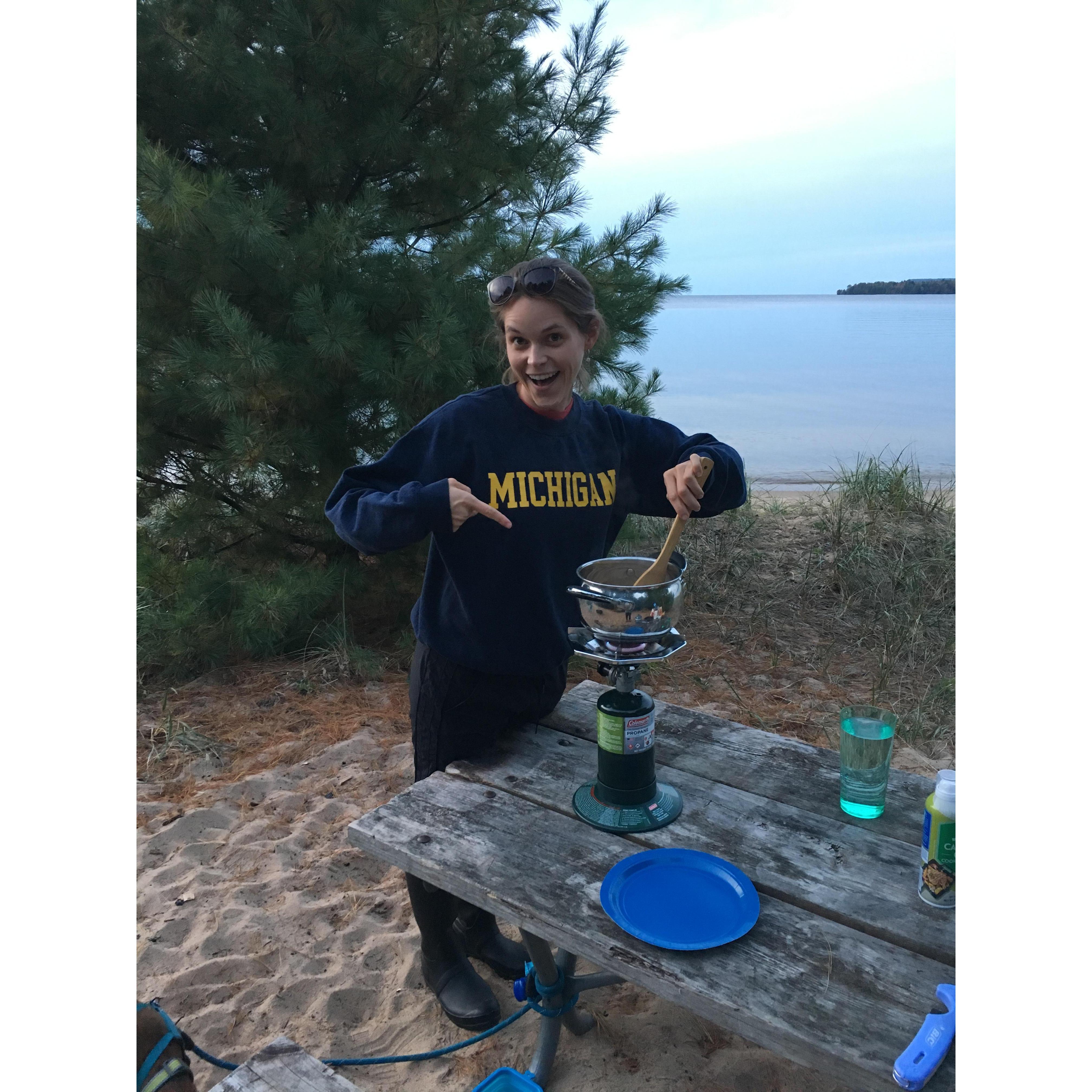 Kinsey's first time camping in da UP (Upper Peninsula of Michigan) and cooking in the elements.