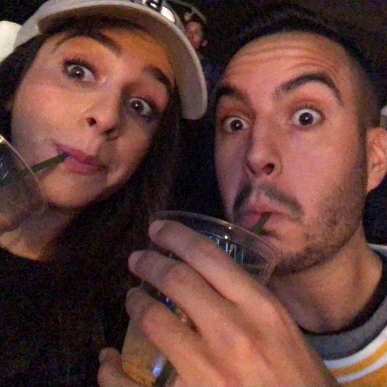 Our first photo together on our third date at a Brooklyn Nets game, in March of 2018.