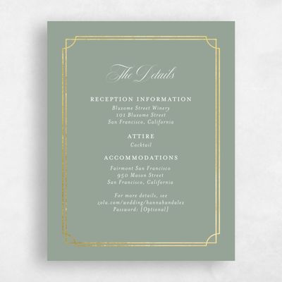 Sage, Green Wedding Enclosure - Vernazza Foil