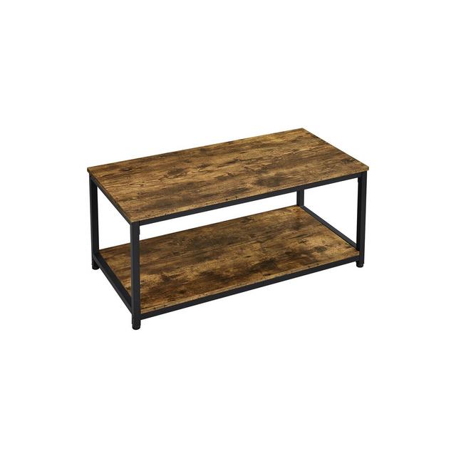 Yaheetech Wood Industrial Coffee Table with Storage Shelf for Living Room-Rustic Brown