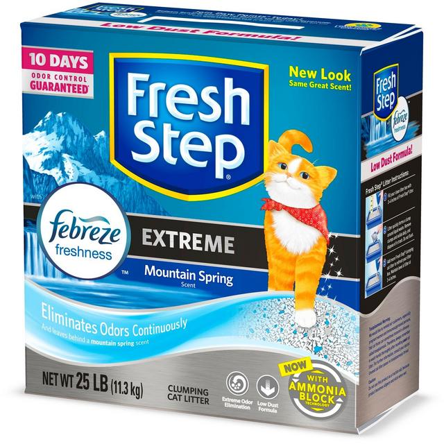 Fresh Step Extreme Scented Litter with the Power of Febreze Clumping Cat Litter - Mountain Spring - 25lb