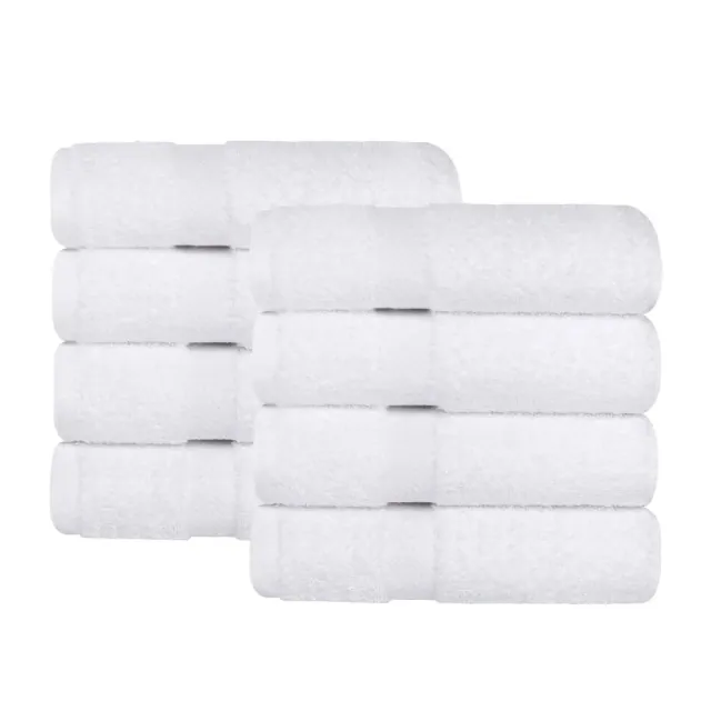 Quick-Drying Cotton Hand Towels, Set of 8, White - Blue Nile Mills