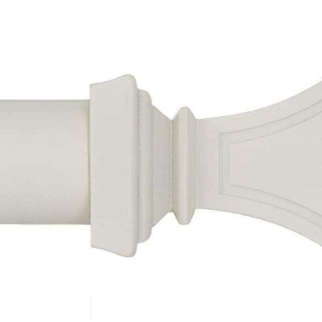Ivilon Decorative Window Curtain Rod - Carved Square Finials, 1 1/8 in Rod, 48 to 86 in. White/Ivory