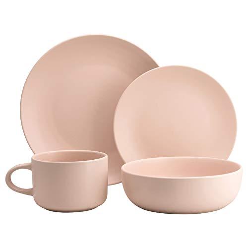 10 Strawberry Street WM-16-BLSH Wazee Matte Coupe Dinnerware Set, 16 Pc, Blush Pink