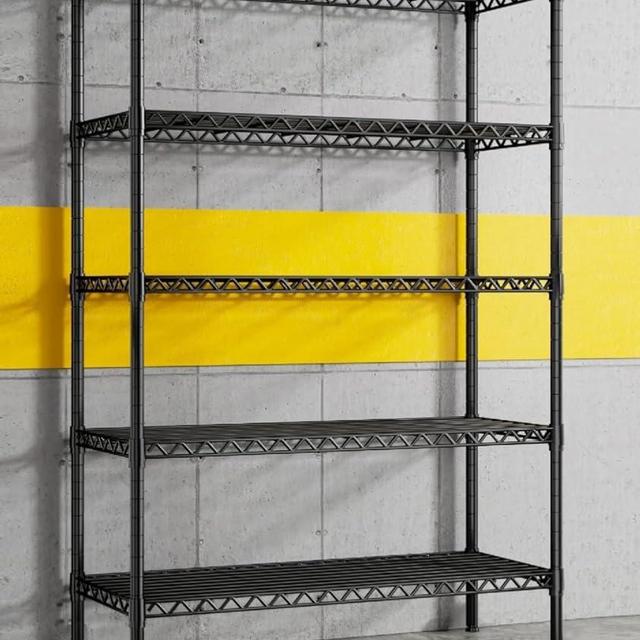 REIBII 5-Shelving Wire Shelving Rack Storage Metal Shelf 35.4’’W Adjustable Garage Shelving Heavy Duty Storage Shelves for Storage Rack Metal Shelves for Storage,35.4’’W X 71’’H X 13.7’’D